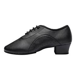 Mumuj Herrn Weiß Hochzeitsschuhe Männer Sommer Schwarze Herren-Schnürschuhe für modernen Tanz Dance Hall Latein-Tanzschuhe Herren Weiß Anzugschuhe Men's Grau Lackschuhe (Black, 42) von Mumuj