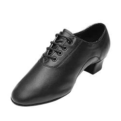 Mumuj Männer Bequeme Rahmengenähte Schuhe Men Moderne Schuhe für Herren Lateinische Tanzschuhe Ballsaal-Tanzschuhe Indoor-Trainingsschuhe Lederschuhe Männer Schwarze Antirutsch Business (Black, 41) von Mumuj