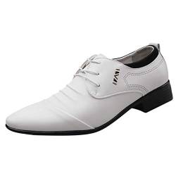 Mumuj Men Hellbraun Leather Shoes Mens Elegante Schuhe Anzug Schuh Freizeitschuhe Herren Hochzeit Spitze Herren Bequeme Business Herren Lederschuhe Männer Antirutsch Tanzschuhe Herren (White, 46) von Mumuj