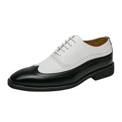 Mumuj Men Lederschuhe Dress Shoes Herrn Warme Modische Herrenschuhe aus mit atmungsaktivem und bequemem Business-Schnürschuh Männer Casual Lederschuhe Männer Braune Bequeme (White, 40) von Mumuj