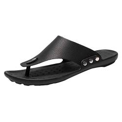 Mumuj Mens Home Indoor Gummi Hausschuhe Men Geschlossen Men Summer Roman Flip-Flop Beach Slipper bequemer T-Strap-offener Zehen Hausschuh Mens Winter Slides Herren Frottee Kuschelig (Black, 41) von Mumuj