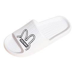 Mumuj Mens Sommer Indoor Badeschlappen Herren Sommer Herren Hausschuhe Flip Flop niedliche Kaninchen Indoor Schlafzimmer Frühling Damen Schuhe Unisex Liebhaber Men Memory Foam Badelatschen (White, 44) von Mumuj