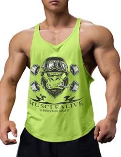 Herren Bodybuilding Tank Tops Hemden Baumwolle Fitness Stringer Sport Shirts Achselshirts gelb L von Muscle Alive