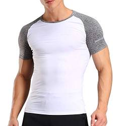 Herren Kompressionsunterwäsch Achselshirts T-Shirts Oben Fitnessstudio Sportbekleidung Polyester und Spandex Weiß L von Muscle Alive