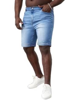 Muscle Alive Herren Denim Kurze Hose Shorts 11" Innennaht Schlank Fit Kurz Jeans Hellblau Größe 36 von Muscle Alive