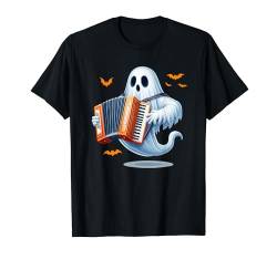 Boo Ghost Playing Accordion Halloween Musical Instrument T-Shirt von Musical, Musician Halloween Costume