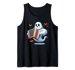 Boo Ghost Playing Accordion Halloween Musical Instrument Tank Top von Musical, Musician Halloween Costume