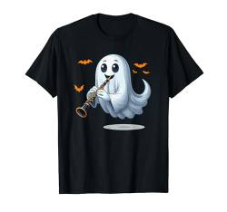 Boo Ghost Playing Oboe Halloween Musical Instrument T-Shirt von Musical, Musician Halloween Costume