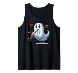 Boo Ghost Playing Oboe Halloween Musical Instrument Tank Top von Musical, Musician Halloween Costume