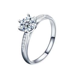 Musihy Women 6 Claws Lab Grown Diamond Engagement Ring 14K White Gold Promise Ring 1ct, Size Q 1/2 von Musihy