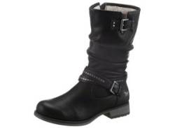 Winterstiefel MUSTANG SHOES Gr. 43, Normalschaft, schwarz Damen Schuhe mit Zierschnallen am slouchy Schaft von Mustang Shoes