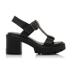 Mustang für Damen. 50714 Saba Sandalen schwarz (40), 1 bis 3 cm, Schnalle, Lässig von Mustang