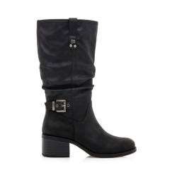 Mustang für Damen. 59352 Persea H Stiefel Schwarz (36), Stoff, 5 bis 8 cm, Reißverschluss, Lässig von Mustang