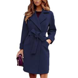 Mvodoov Mantel Damen Warme Wintermantel Lange Umlegekragen Einfarbig Trenchcoat Elegant Langarm Outwear Herbst Winter Jacke von Mvodoov