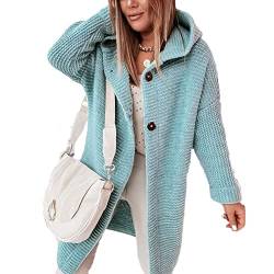 Mvodoov Strickjacke Damen Grobstrick Lang Cardigan Kapuzenpullover Grobstrickjacke Strickmantel mit Kapuze Longstrickjacke Open Front Sweater von Mvodoov