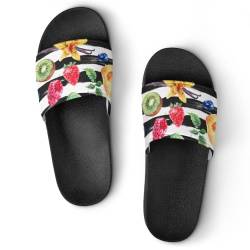 My Daily Schlappen Tropische Früchte Wassermelone Blumen Streifen Sommer Hausschuhe Badeschuhe Herren Sandalen Damen Pantoletten, 44 von My Daily