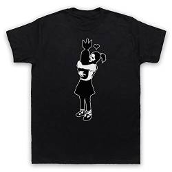 My Icon Art & Clothing Banksy Girl Hugging Bomb Graffiti Street Art Herren T-Shirt, Schwarz, XL von My Icon Art & Clothing