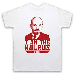 My Icon Art & Clothing Lebowski Lenin I Am The Walrus Comedy Film Herren T-Shirt, Weiß, Medium von My Icon Art & Clothing