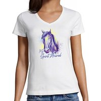 MyDesign24 T-Shirt Damen Pferde Print Shirt bedruckt - My Spirit Animal Baumwollshirt mit Aufdruck, Slim Fit, i158 von MyDesign24