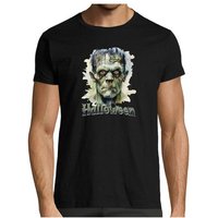 MyDesign24 T-Shirt Herren Halloween Shirt detailreiches Monsterdesign Frankenstein Gruseliges Halloween Monster Shirt Regular Fit, i393 von MyDesign24