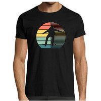 MyDesign24 T-Shirt Herren Skater Shirt Skater Silhouette vor Retro Sonne Retro Skater T-Shirt Regular Fit, i540 von MyDesign24