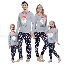 MyFav Weihnachtspyjama Familie Set Langarm Xmas 2 Stück Pjs Familien Passendes Outfit Schlafanzüge Urlaub Nachtwäsche(Weihnachtsmann,Kind,3Y) von MyFav