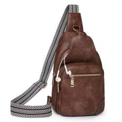 Myhozee Brusttasche Damen Sling Bag - Klein Umhängetasche Anti-Diebstahl Crossbody Bag PU Leder Bauchtasche für Frauen Schultertasche Damen mit Breiter Gurt Für Reisen, Einkaufen von Myhozee