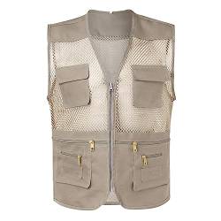 Mymyguoe Anglerweste Herren Outdoor Leichte Sommerweste Mit Vielen Taschen Jagdweste Arbeitsweste Softshellwesten Jacke Reporterwesten Schnelltrocknend Atmungsaktive Vest Camping Fotografie Weste von Mymyguoe