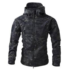 Mymyguoe Camouflage Herren Softshelljacke Taktische Jacke Herbst Winter Outdoor Armee Militär Jacke Militär Hoodie Outdoor Warm Winddicht Mantel Jacken Skijacke Windjacke Beiläufig Outwear Mantel von Mymyguoe