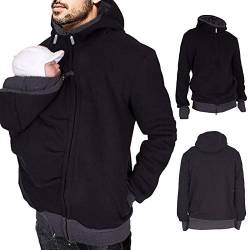 Mymyguoe Dad Schwanger Kapuzenpullover Babytragen Wickeloberteil Beruhigen Känguru Hoodie Babytrage Männer Pullover Winter Warme Babytrage Mantel Softshell Umstandsmode Fleecejacke Mit Kapuze von Mymyguoe