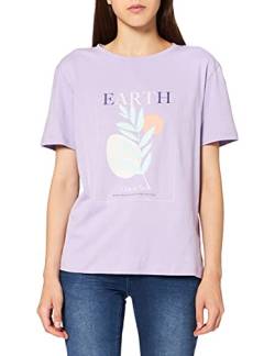 NA-KD Damen Earth Printed T-Shirt, Hellviolett, XL von NA-KD