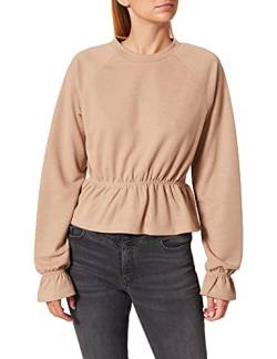 NA-KD Damen Flounce Detail Jersey Top Bluse, beige, S von NA-KD