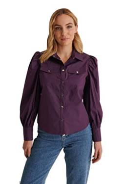 NA-KD Damen Puff Sleeve Shirt Hemd, violett, 46 EU von NA-KD