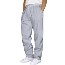 NACQZLI Jogginghose Herren Lang Einfarbig Freizeithose Locker Herrenhosen mit Taschen Kordelzug Gerade Hose Casual Sporthose Warm Weite Pants Stretch Sweathose Autumn Hose Teenager Jungen von NACQZLI