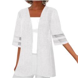 NACQZLI Lang Strickjacken für Frauen Leichte Sommer Strickjacke Einfarbig Baumwolle Cardigan Halbe Ärmel Strickmantel Vintage Oberteile Loose Bluse Elegant Lässige Open Front Sommerjacken von NACQZLI