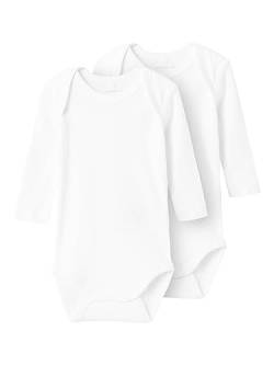 NAME IT Baby-Mädchen NBFBODY 2P LS NEEDLEDROP NOOS Body, Bright White, 68 von NAME IT