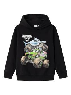 NAME IT Jungen NKMFALLE MONSTERJAM Sweat WH UNB VDE Kapuzenpullover, Black, 146/152 cm von NAME IT