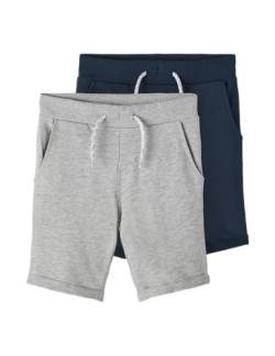 NAME IT Jungen NKMVERMO 2P Long SWE UNB F NOOS Shorts, Grey Melange/Pack:Packed with Dark Sapphire, 158 (2er Pack) von NAME IT