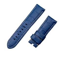 NASUNJIA 22 Mm 24 Mm 26 Mm Uhrenarmband Aus Italienischem Kalbsleder, Kompatibel Mit Panerai-Armband, Mit Dornschließe, Kompatibel Mit PAM441/111/386-Zubehör(Light Blue Beige,24MM PAM_BLACK BUCKLE) von NASUNJIA