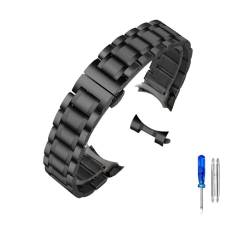 NASUNJIA Edelstahl-Armband Mit Gebogenem Ende, Kompatibel Mit Tissot 1853 T035 14/16/17/18/22/24 Mm Uhrenarmband Damen Herren Armband(Black-Curved,14mm) von NASUNJIA