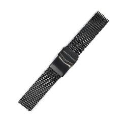 NASUNJIA Edelstahl-Mesh-Armband Taucherarmband Solide Verstellbare Sicherheitsschnalle 18/20 / 22mm Armband Zubehör Männer Luxus(Black,18MM_M) von NASUNJIA