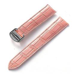 NASUNJIA Uhrenarmband for Herren und Damen, Ersatz-Uhrenarmband, Faltschließe, 17/18/20/22 mm, Leder(Peach pink,20) von NASUNJIA