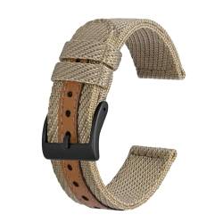 NASUNJIA Nylon-Uhrenarmband, 18 Mm, 20 Mm, 22 Mm, Gewebtes Uhrenarmband, Leicht, Weich, Wasserdicht, Ersatzarmband(Light Brown,20mm) von NASUNJIA