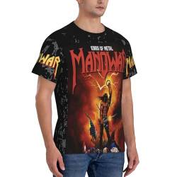 Kurzarmshirt Manowar Logo Schwarz Crewneck Kings of Metal T-Shirt Tee Shirt für Männer Herren Sommer Kurzarm Rundhals Tshirt von NBHDWF