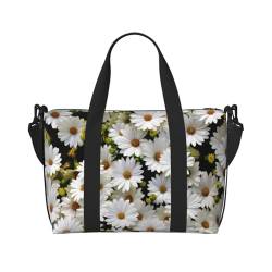 Handreisetasche mit Gänseblümchen-Aufdruck, groß, faltbar, Reisetasche, Sporttasche, Turnbeutel für Damen, Schwarz , Einheitsgröße von NBSNGSLS