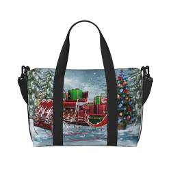 Reisetasche mit Schneeschlitten-Motiv, groß, faltbar, Reisetasche, Sporttasche, Turnbeutel für Damen, Schwarz , Einheitsgröße von NBSNGSLS