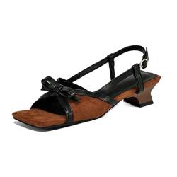 Mädchen mit niedriger Hilfe, Sandalen, schmetterlingsnoten, Sandalen, Party-Kleid, Flache Schuhe.(Brown,42 EU) von NBTOICDAS