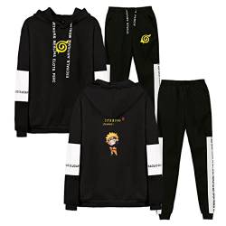 NCTCITY Unisex Trainingsanzug 2 Stück Bekleidungsset Kapuzenpullover Hoodie Top + Lange Hose Sportanzug Anime Druck Jogginganzug Uchiha Sharingan Ninjia von NCTCITY