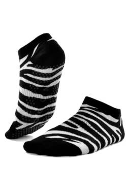 ND NODO Yoga Socks, Non-Slip Socks, Stoppersocken für Damen, Zebra mit Tiermotiv, 39-42 von ND NODO