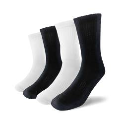 NODO Komfortable Tennissocken für Damen und Herren - 2 Weiß & 2 Schwarze Socken Set - 4er Pack - 41-46 - Atmungsaktiv und Gepolstert mit Sicherem Grip, Baumwolle, OEKO-TEX Zertifiziert von ND NODO